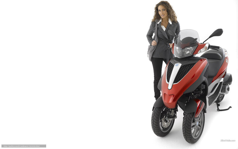 woman with red scooter