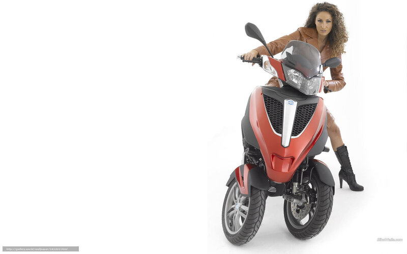 woman with red scooter