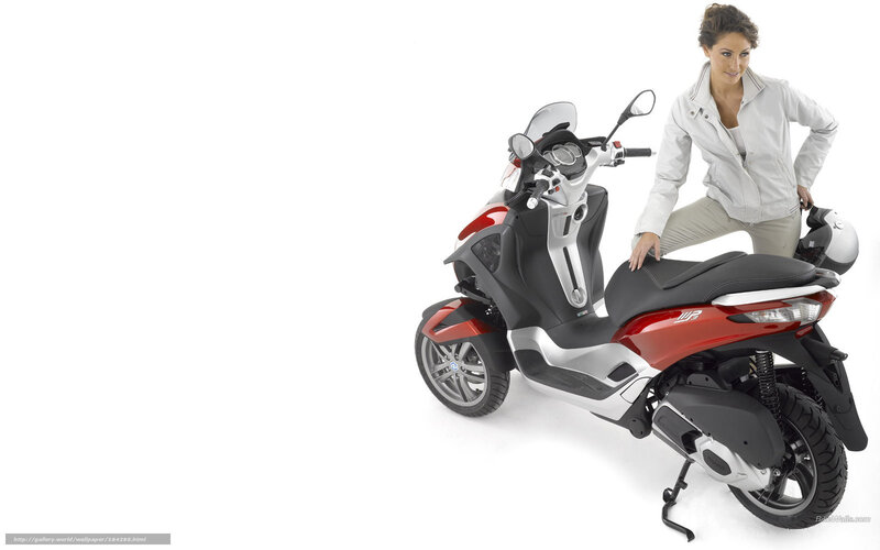 woman with red scooter