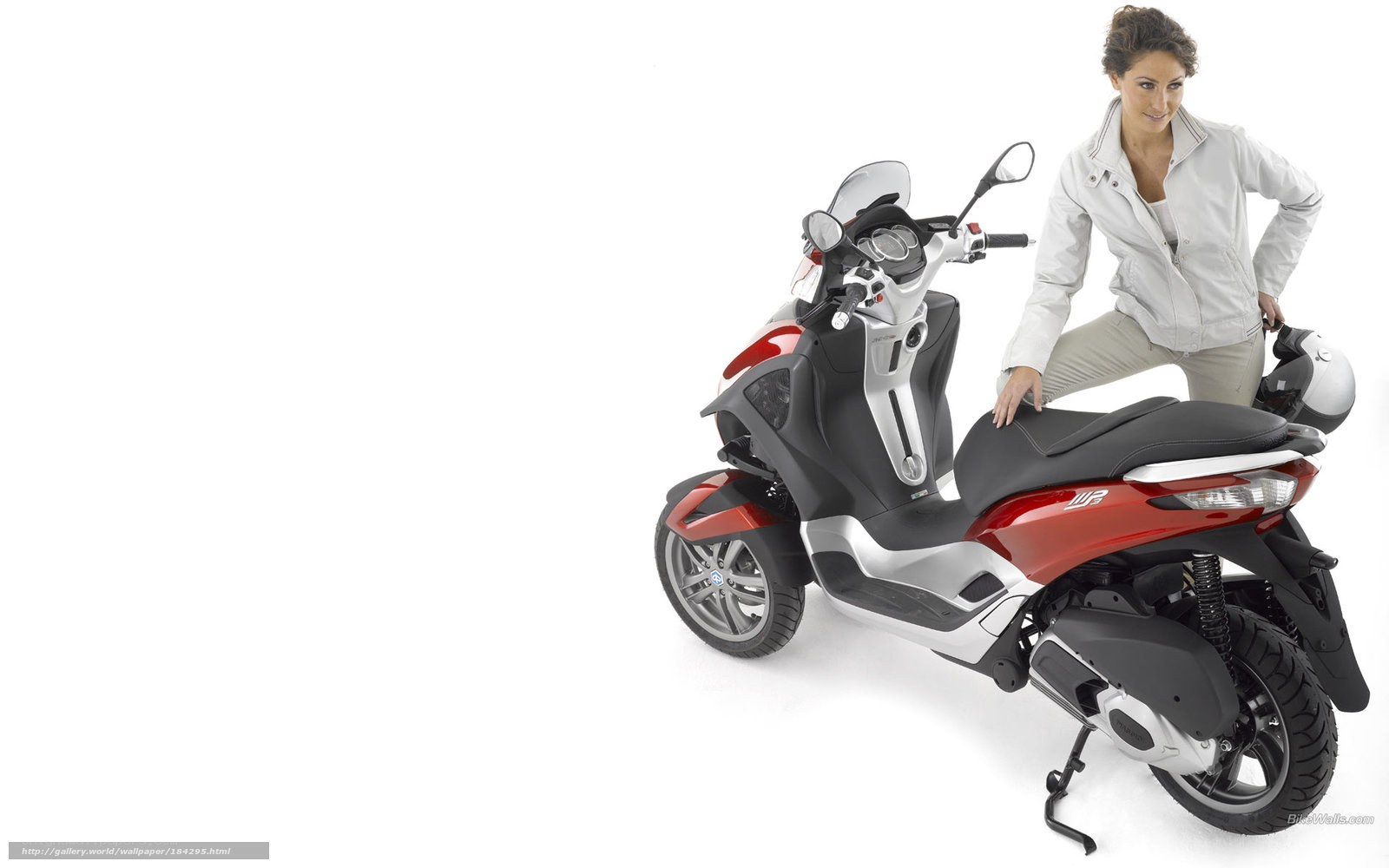 woman with red scooter