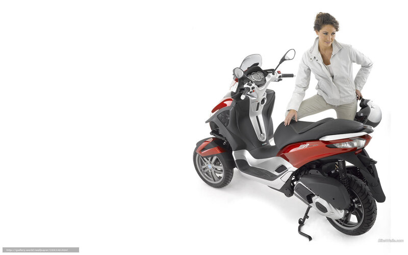 woman with red scooter