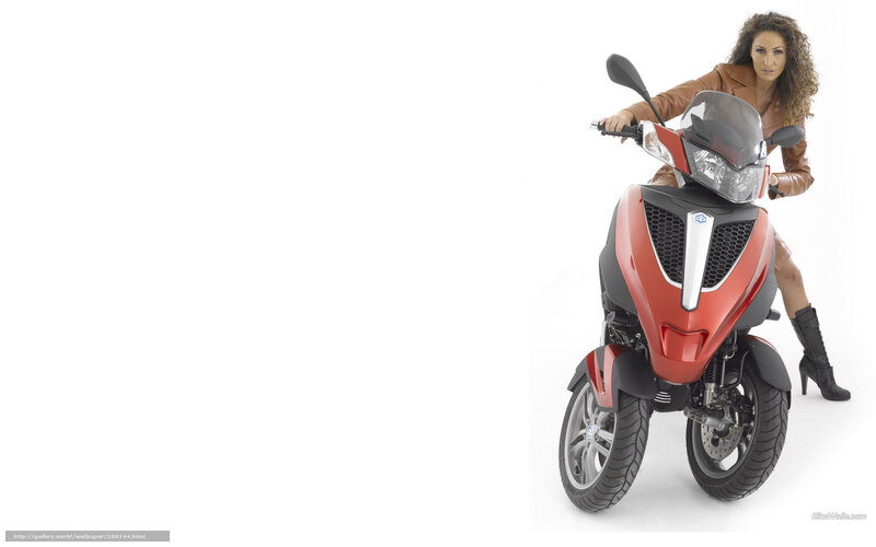 woman with red scooter