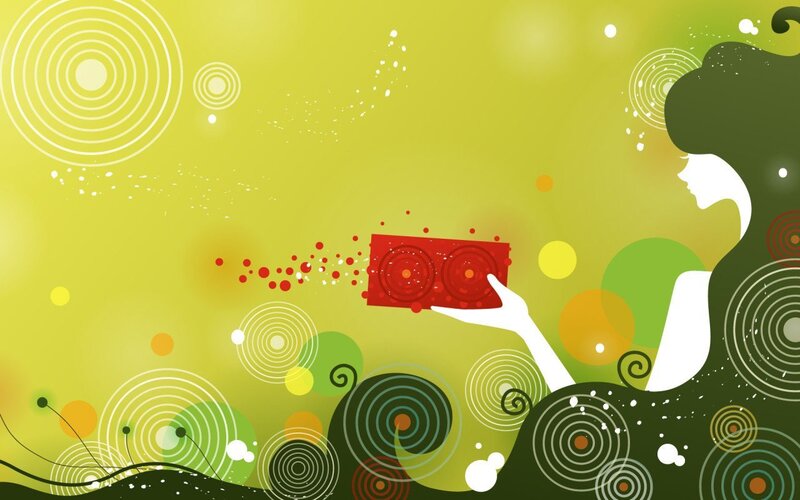 woman with red speaker