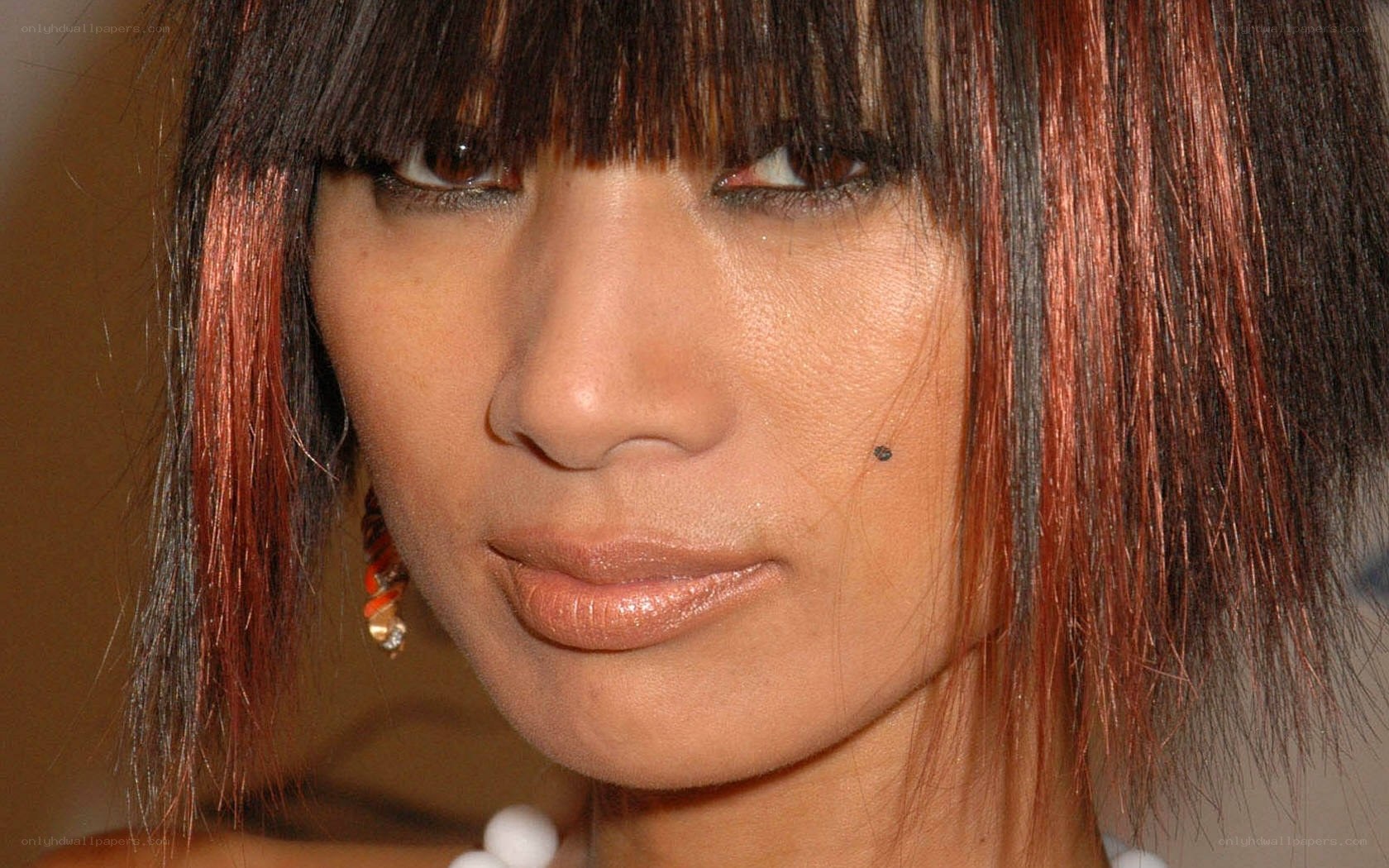 woman with red-streaked hair