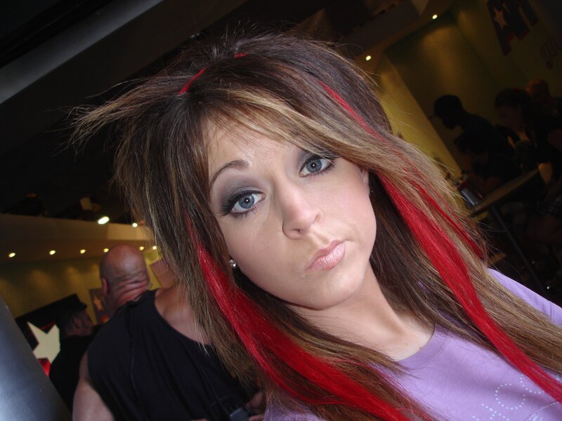 woman with red streaks in hair