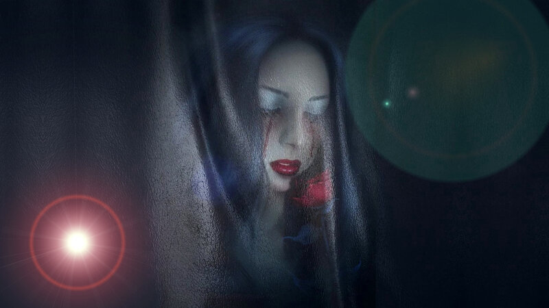 Woman with Red Tears — Black
