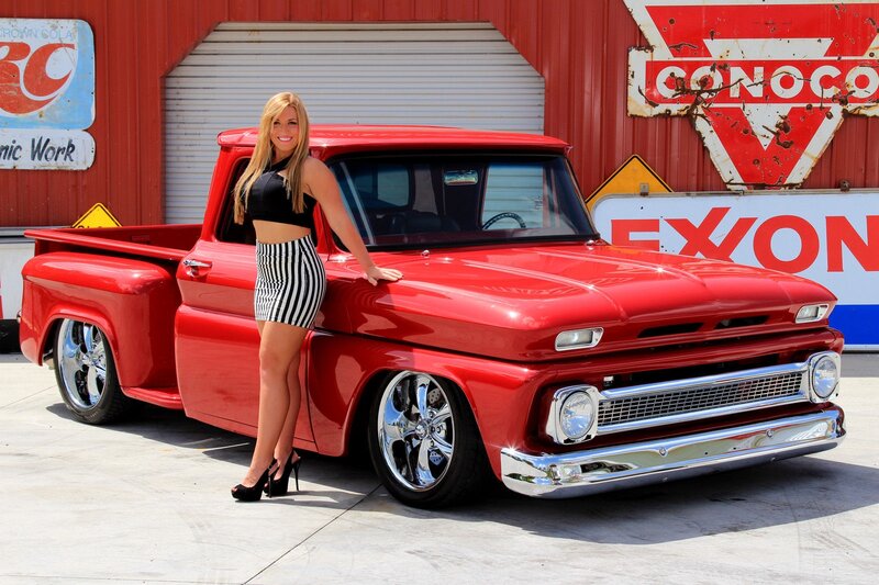 Woman with Red Truck — Bright