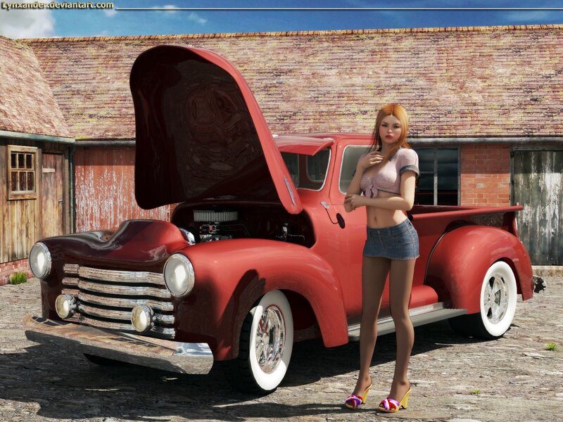 Woman with Red Truck — Calm