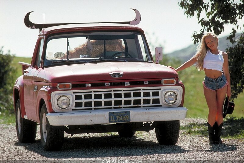 Woman with Red Truck