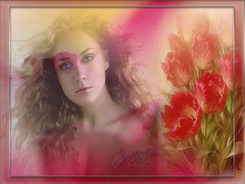 Woman with Red Tulips — Dreamy
