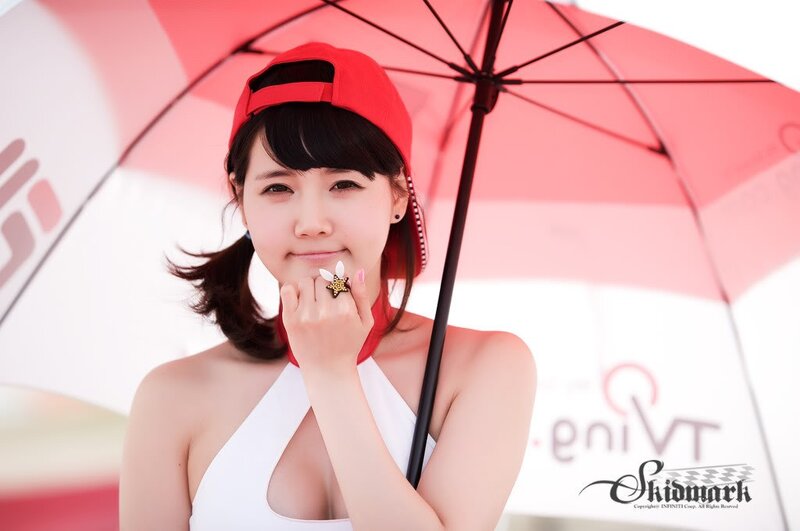 woman with red umbrella
