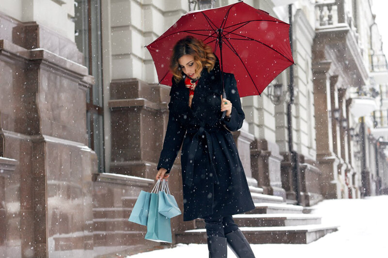 Woman with Red Umbrella — Black, Cold