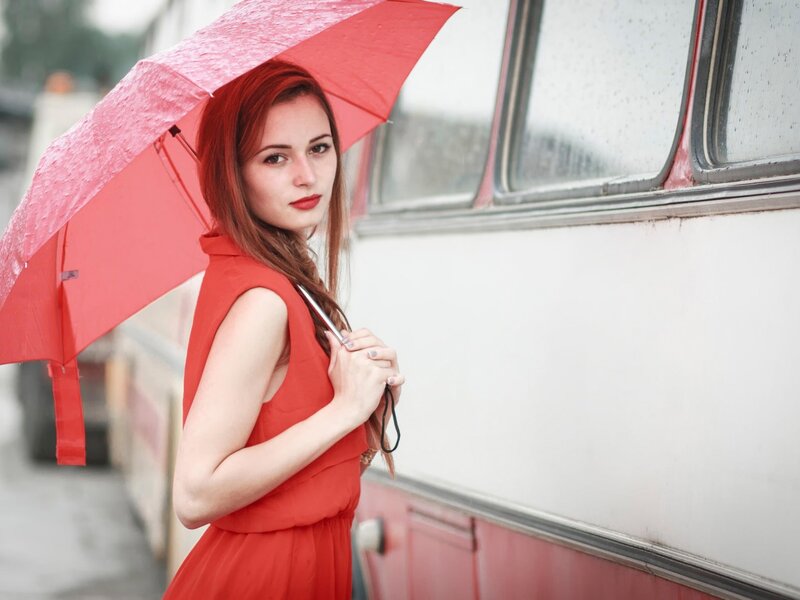 Woman with Red Umbrella — Calm