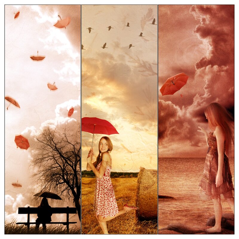 Woman with Red Umbrella — Dreamy
