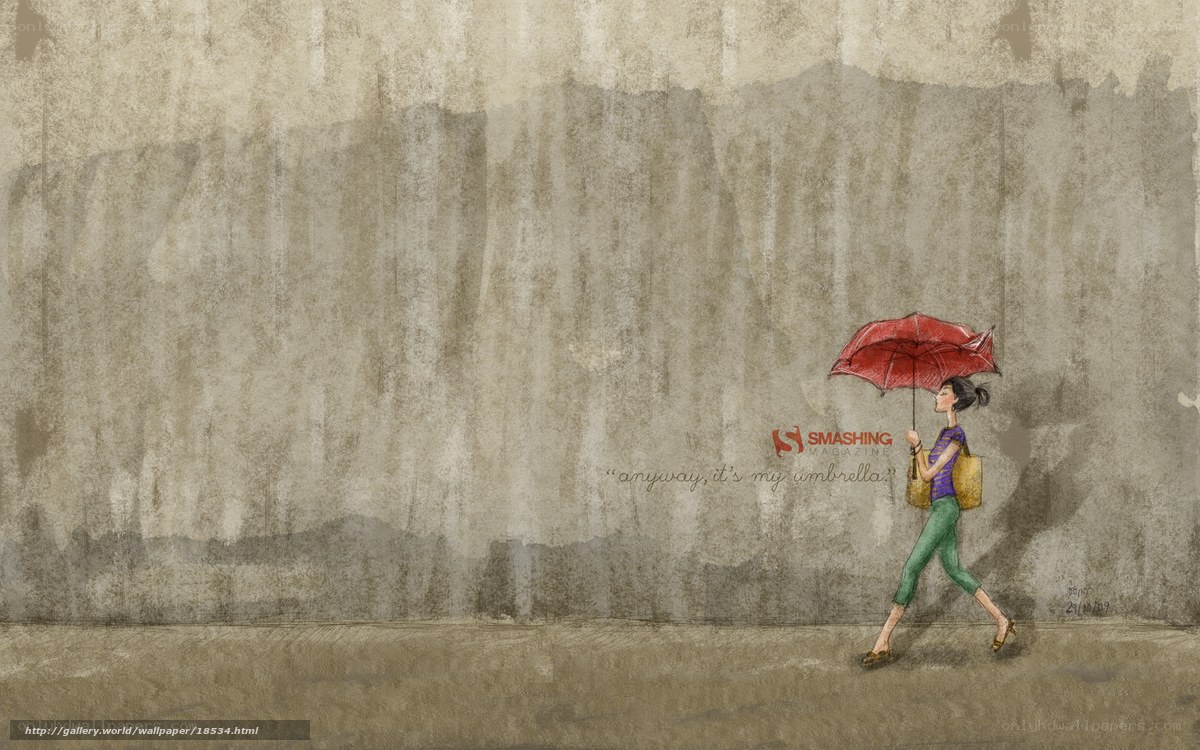 woman with red umbrella