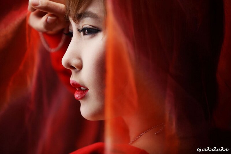 woman with red veil