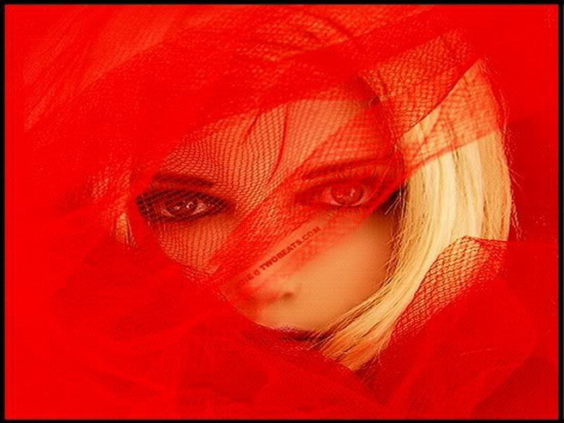 woman with red veil