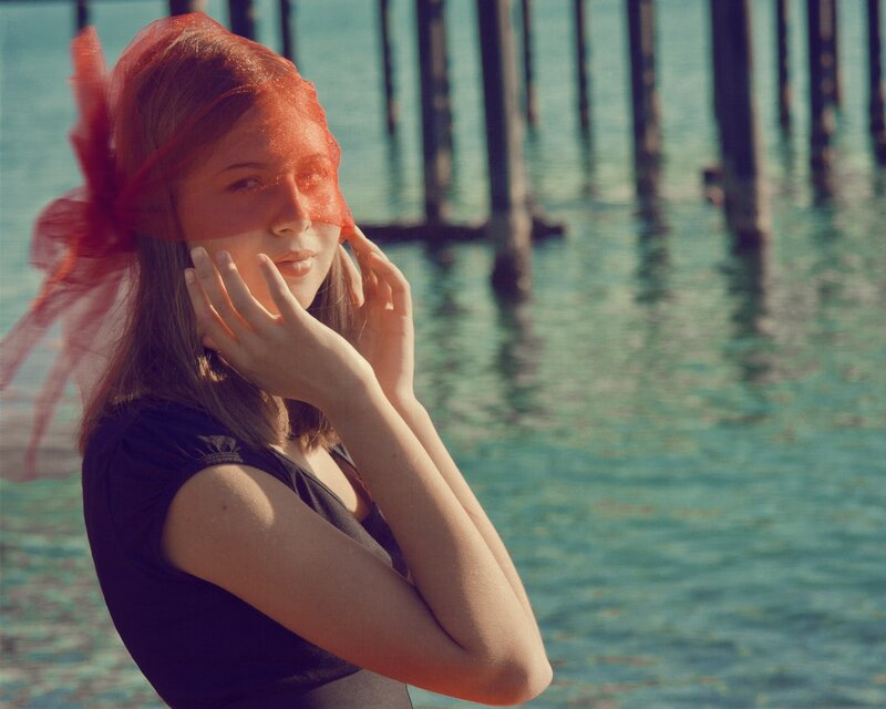Woman with Red Veil — Serene