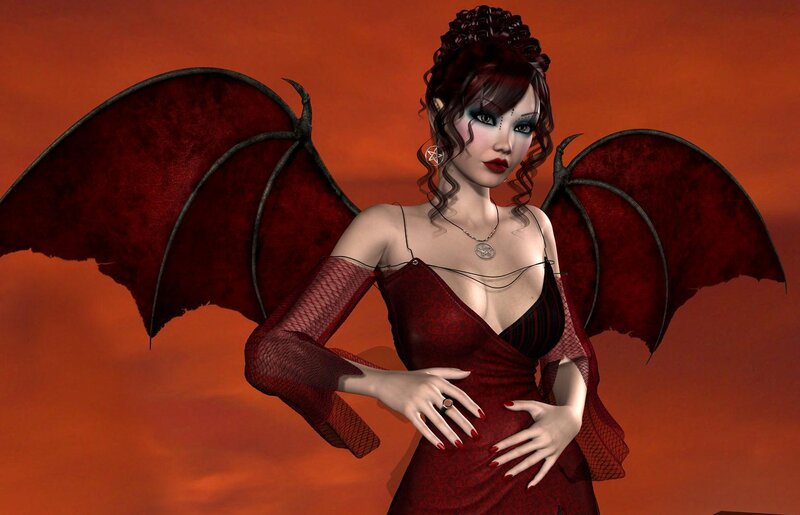 woman with red wings