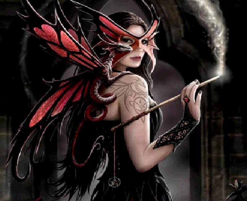Woman with Red Wings — Black