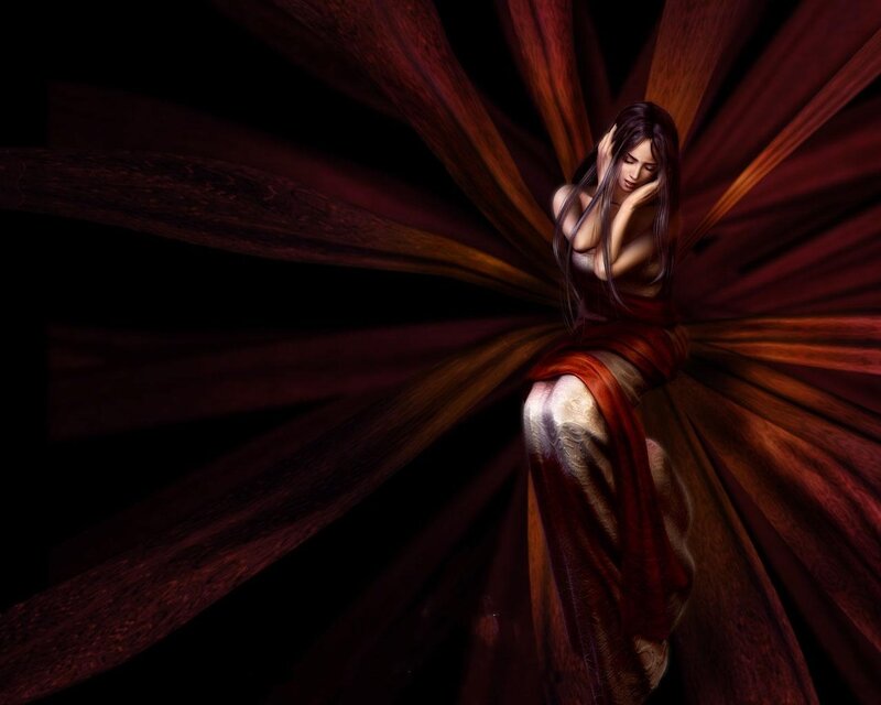 Woman with Red Wings — Dramatic, Digital Art, Dress