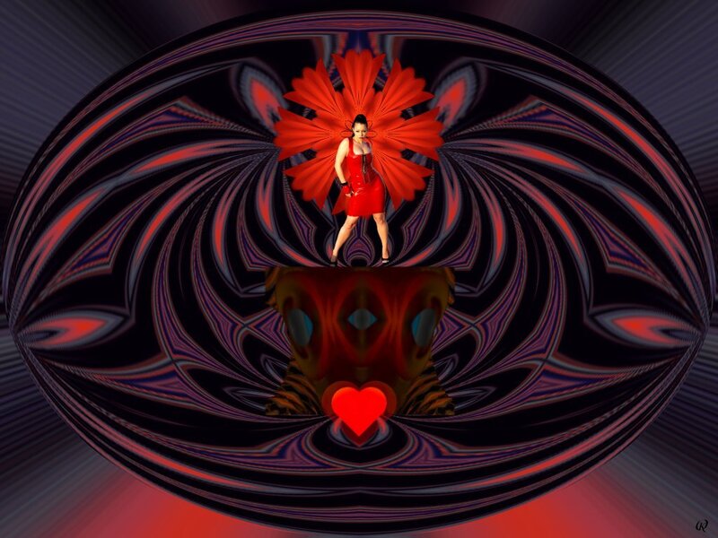 Woman with Red Wings — Dramatic, Digital Art, Heart