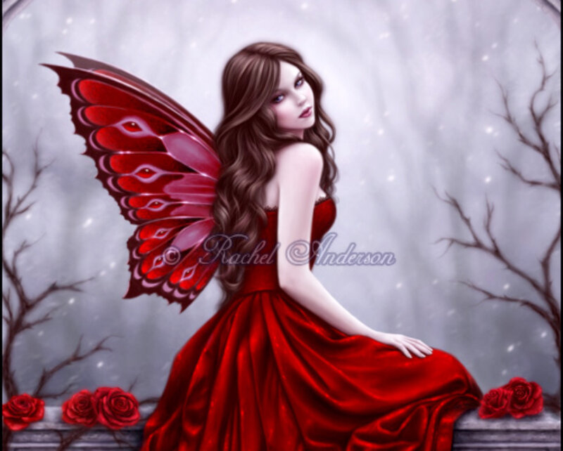 Woman with Red Wings — Dramatic, Winter