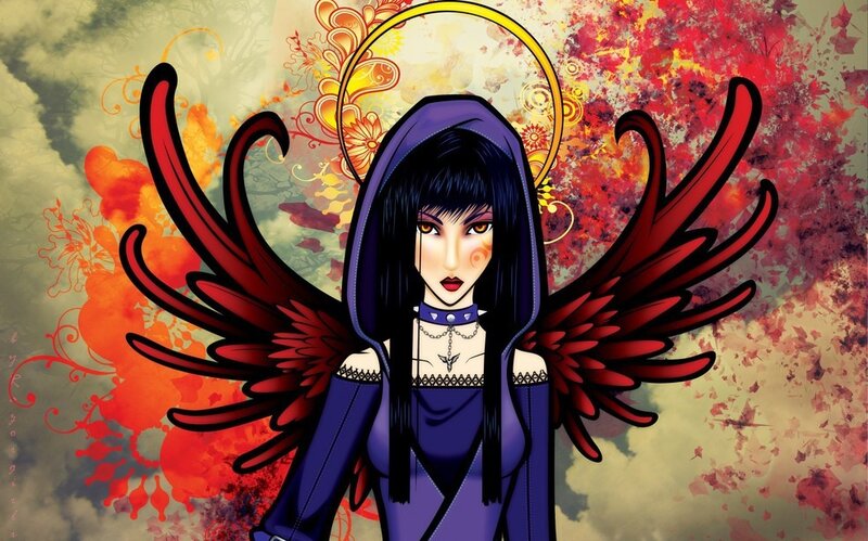 Woman with Red Wings — Purple