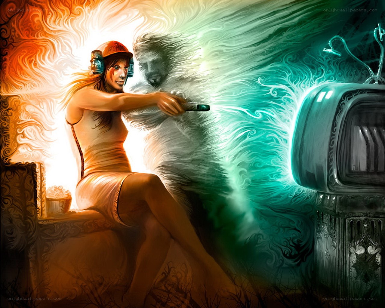 woman with remote control