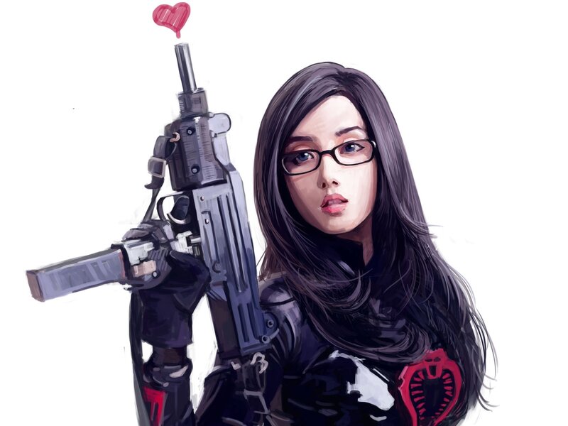 Woman with Rifle — Black