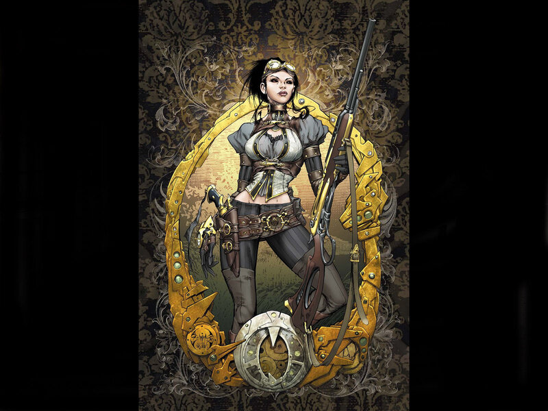 Woman with Rifle — Gold