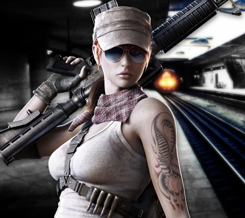 Woman with Rifle — Gray