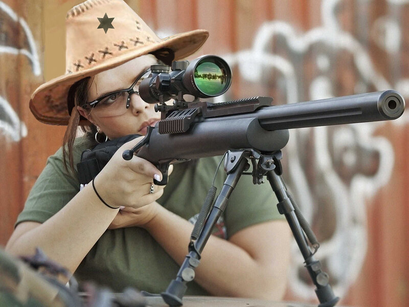 Woman with Rifle — Green