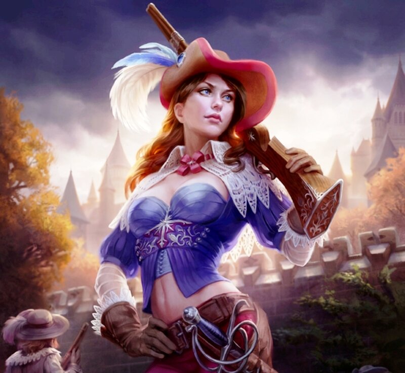 Woman with Rifle — Purple
