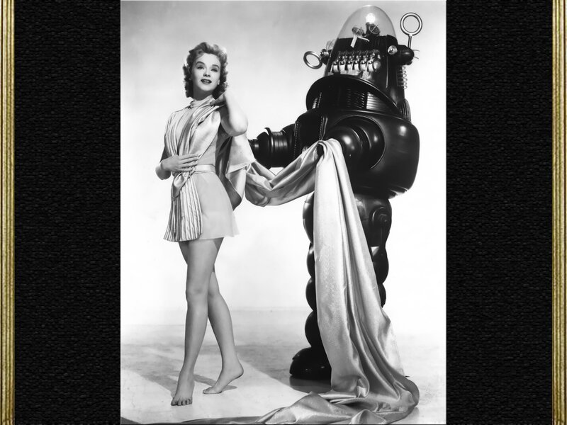 Woman with Robot — Black, Dramatic