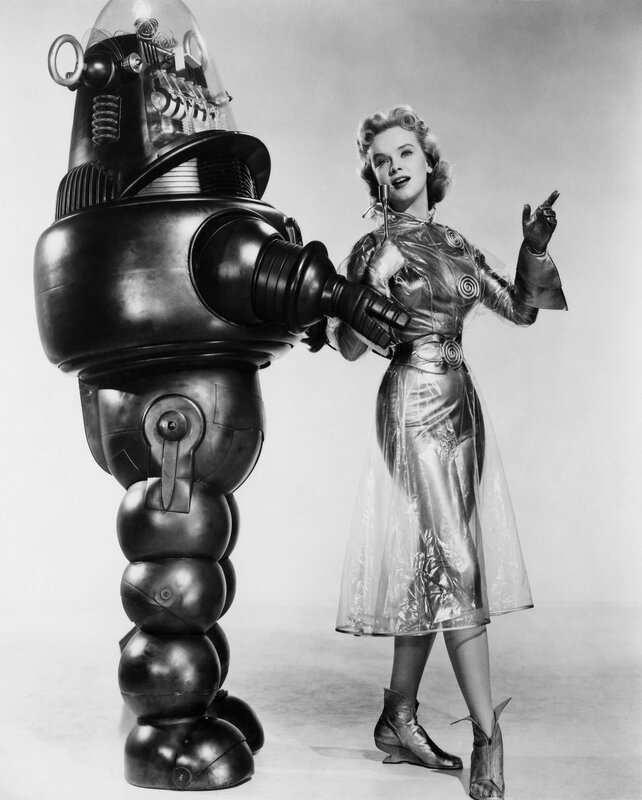 Woman with robot companion