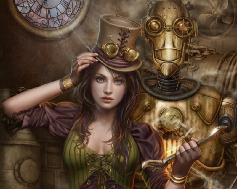 Woman with Robot Companion — Brown