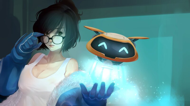 Woman with Robot Companion — Teal