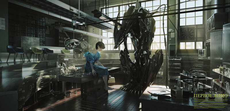 Woman with Robot in Lab