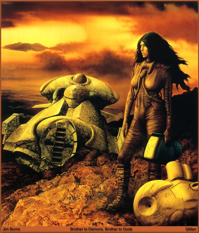 Woman with robot on alien planet