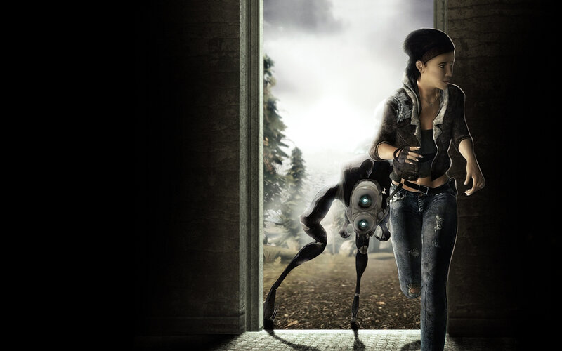 woman with robotic companion