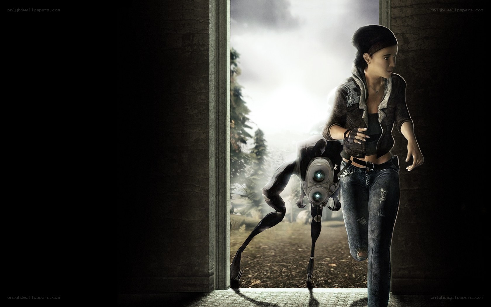 woman with robotic companion