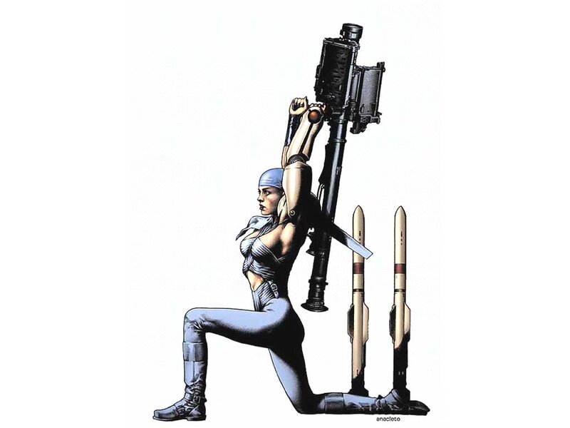 Woman with Rocket Launcher — Blue