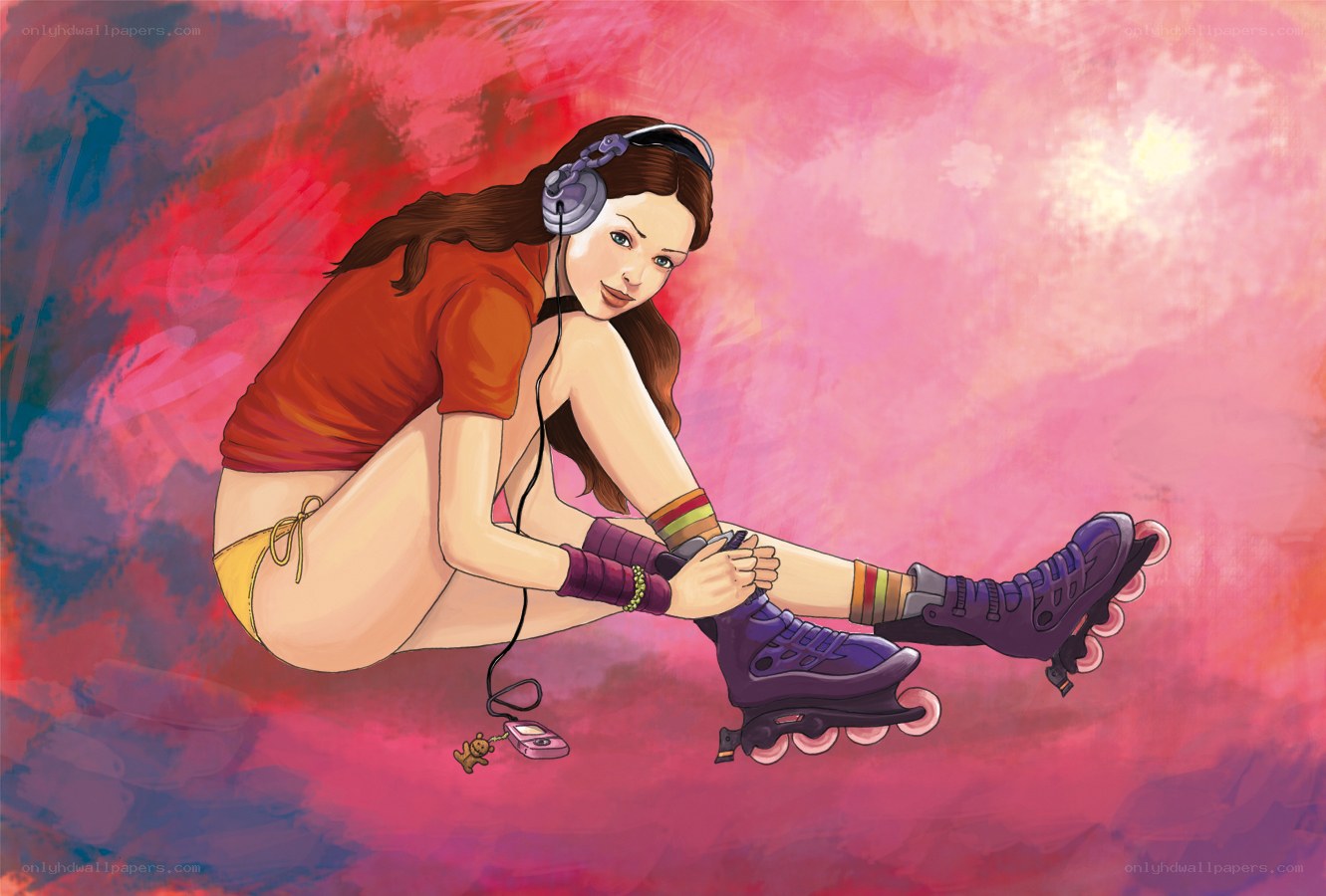 woman with roller skates