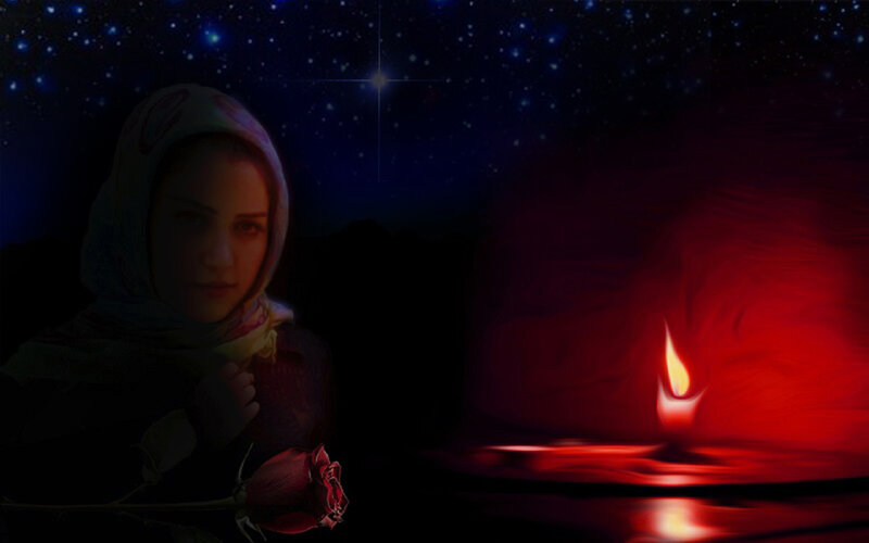 Woman with Rose and Candle