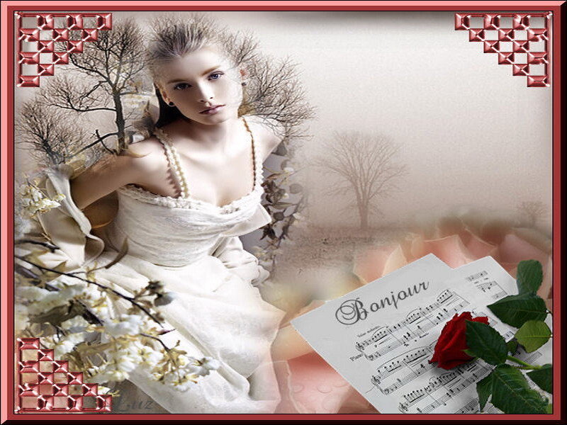 woman with rose and music sheet