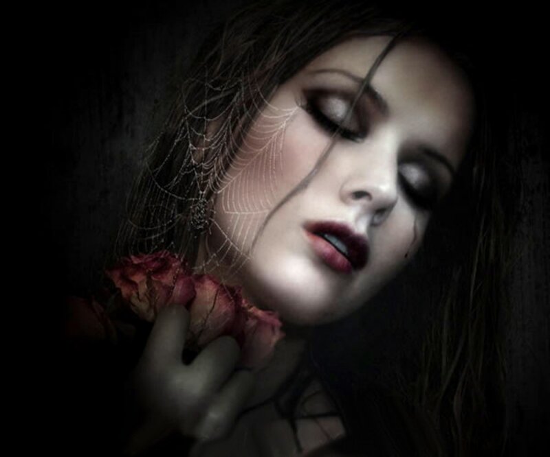 Woman with Rose and Spiderweb
