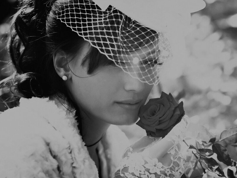 Woman with Rose and Veil — Black