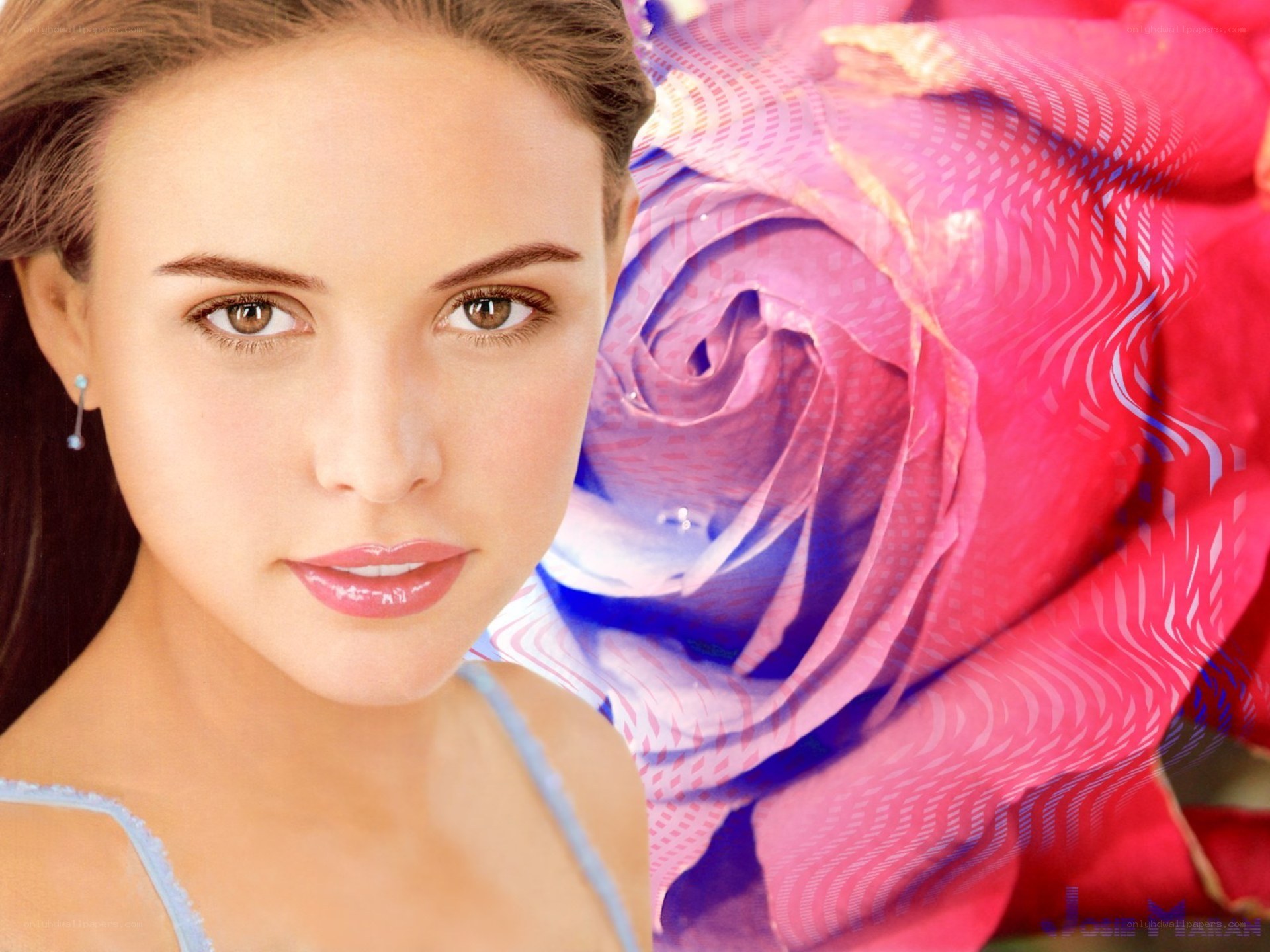 woman with rose background