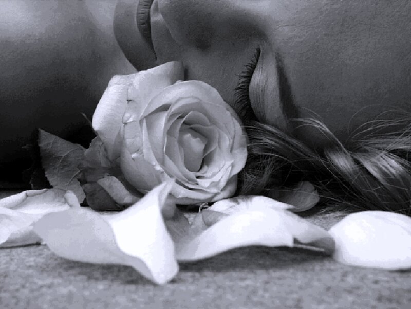 Woman with Rose — Black, Serene
